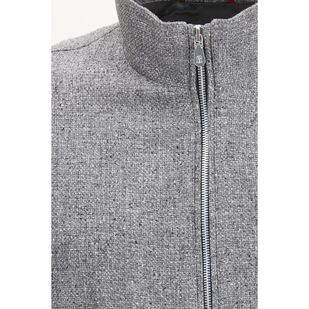 Bomber Jacket Made By An Exquisite Blend Of Linen Wool And Silk