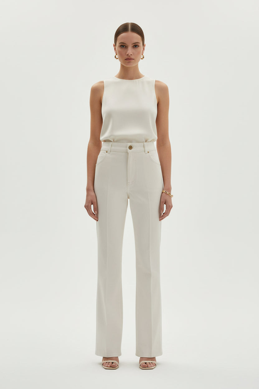 White Cotton Straight-Leg Jeans