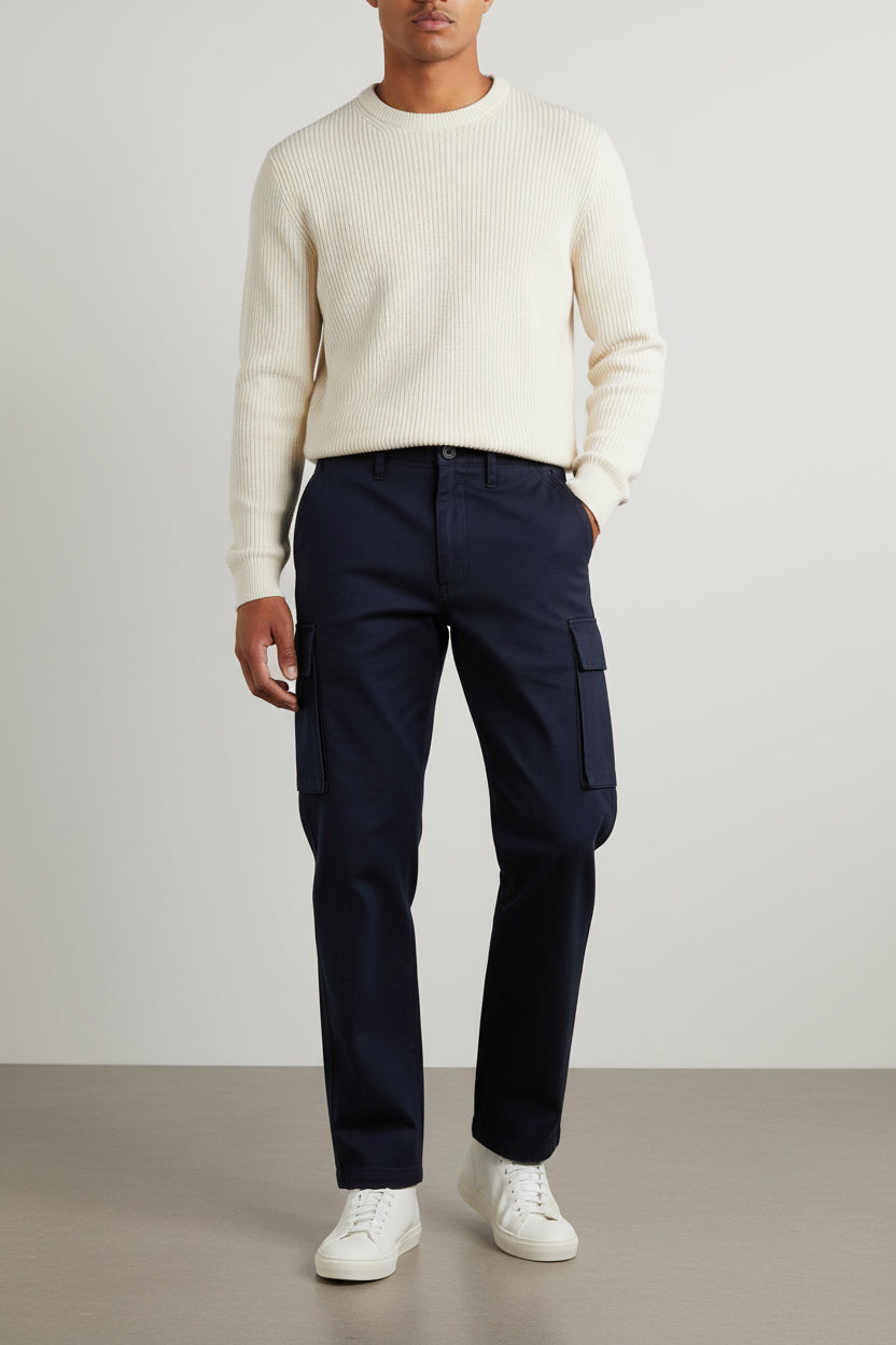 Blue Cotton Cargo Pants