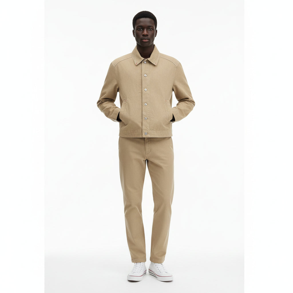 Beige Cotton Denim Jacket