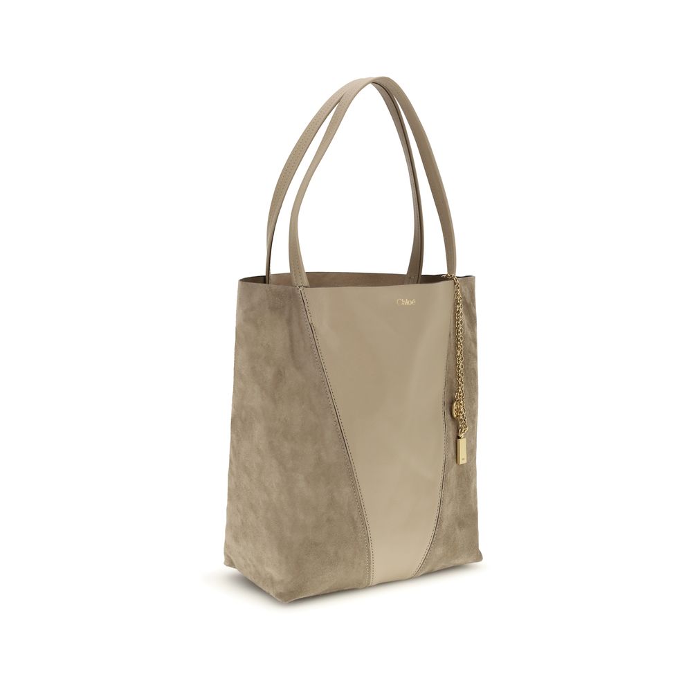 Beige Leather Tote Bag