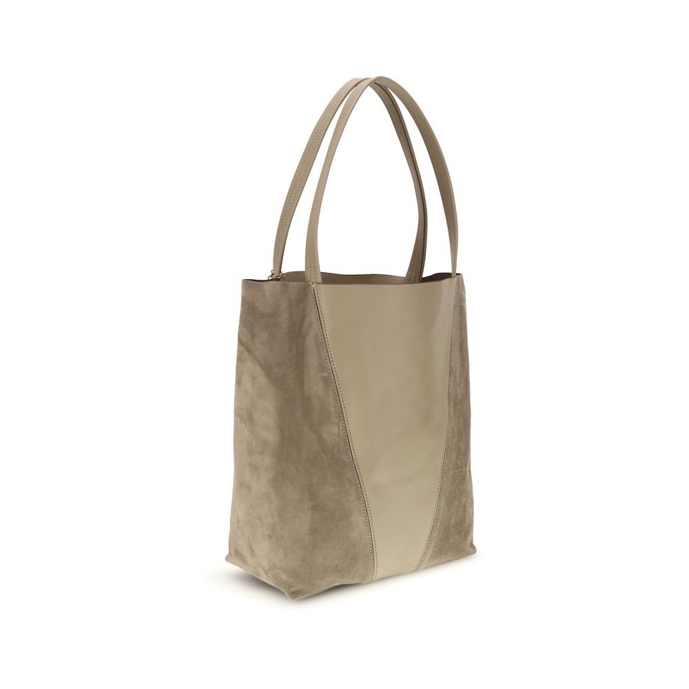 Beige Leather Tote Bag