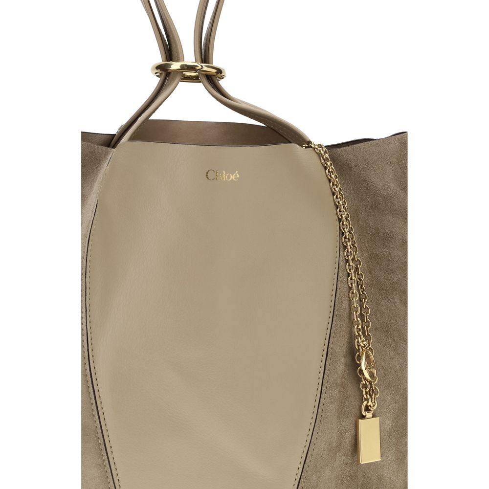 Beige Leather Tote Bag