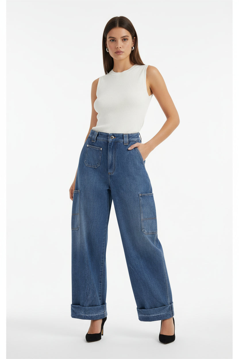 Blue Cotton Jeans Denim