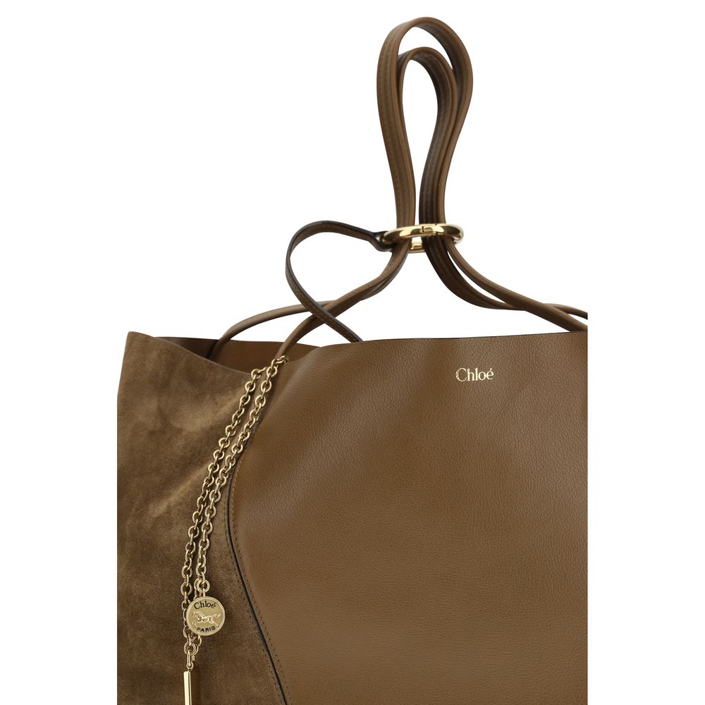 Spin Tote Bag In Grenadine Leather And Suede