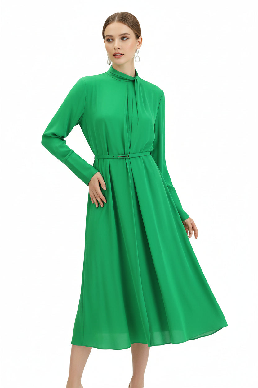Bicolor Silk Long Dress