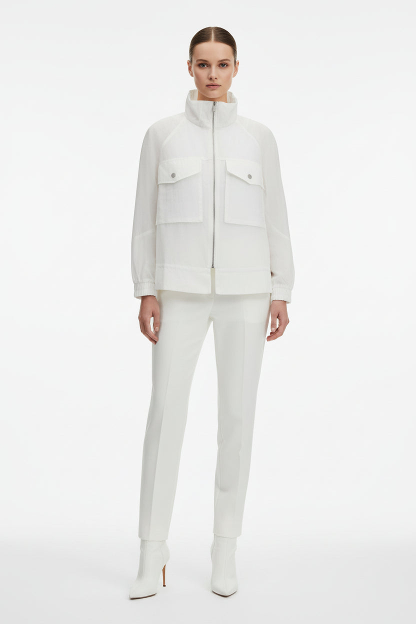 White Polyester Shell Jacket