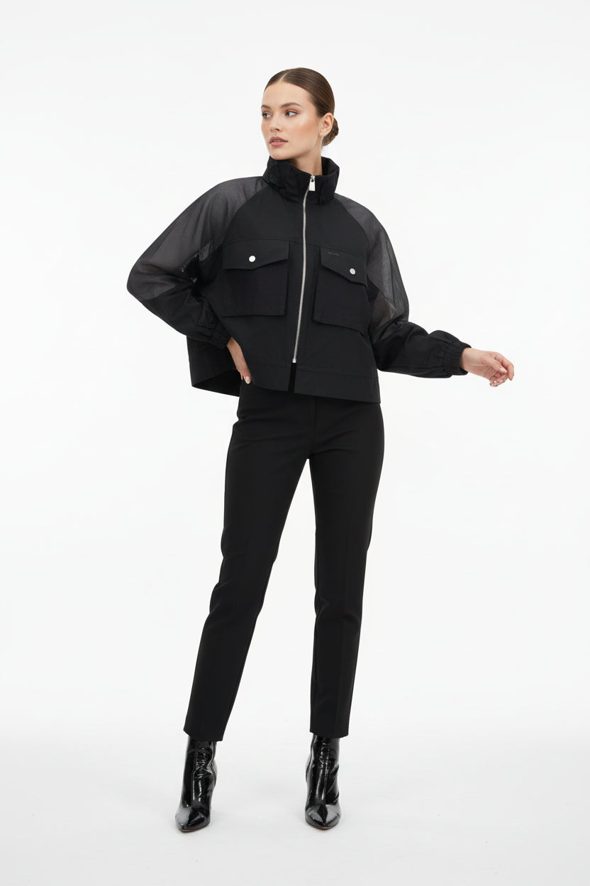 Black Polyester Shell Jacket