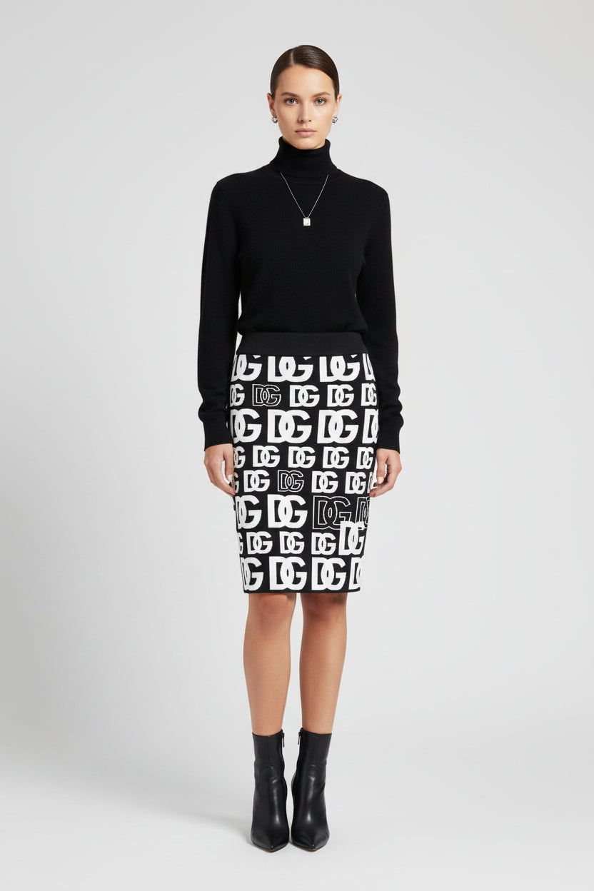 Black Cotton Mini Skirt