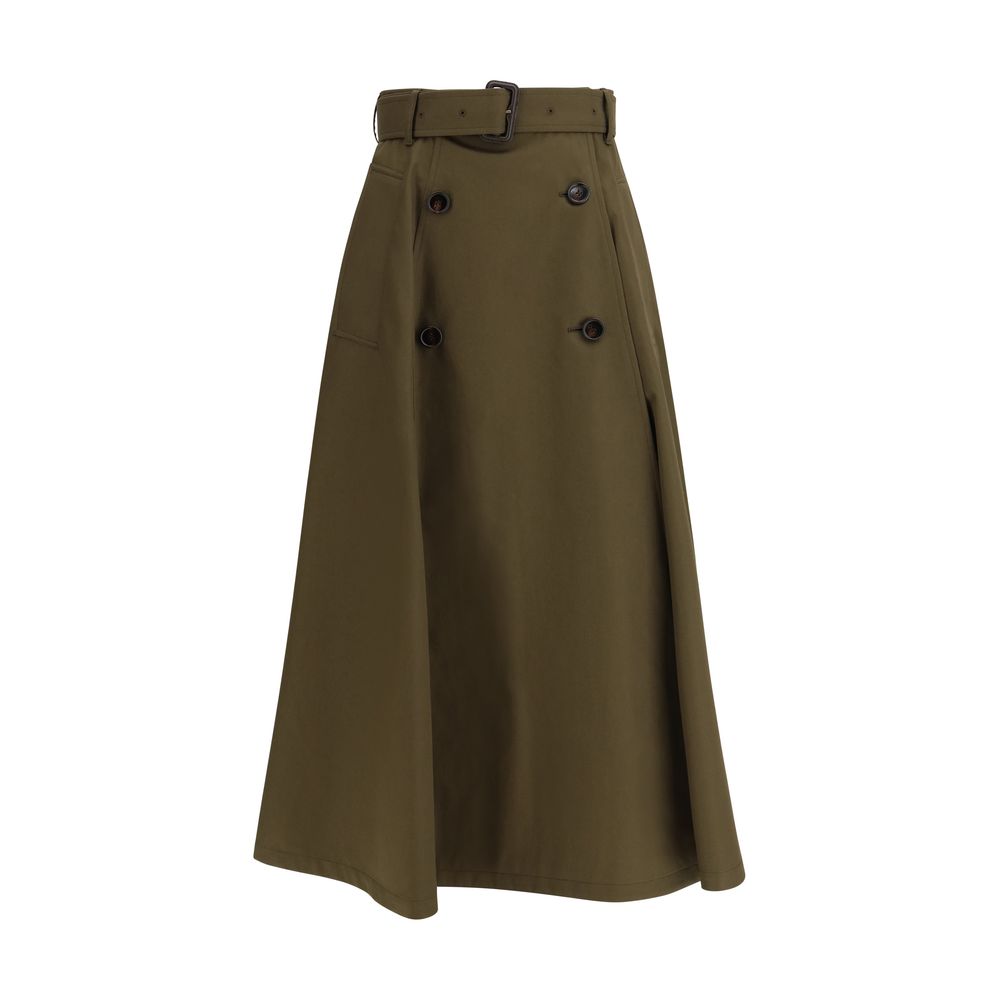 Bicolor Cotton Midi Skirt