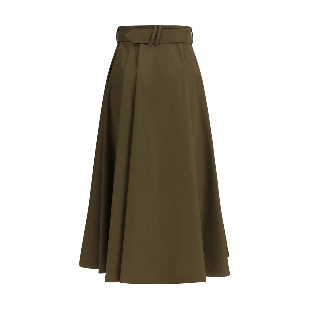 Bicolor Cotton Midi Skirt