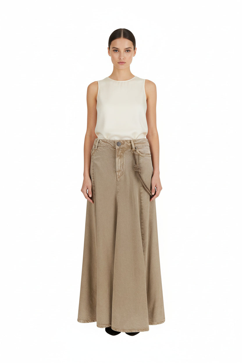 Beige Denim Skirt