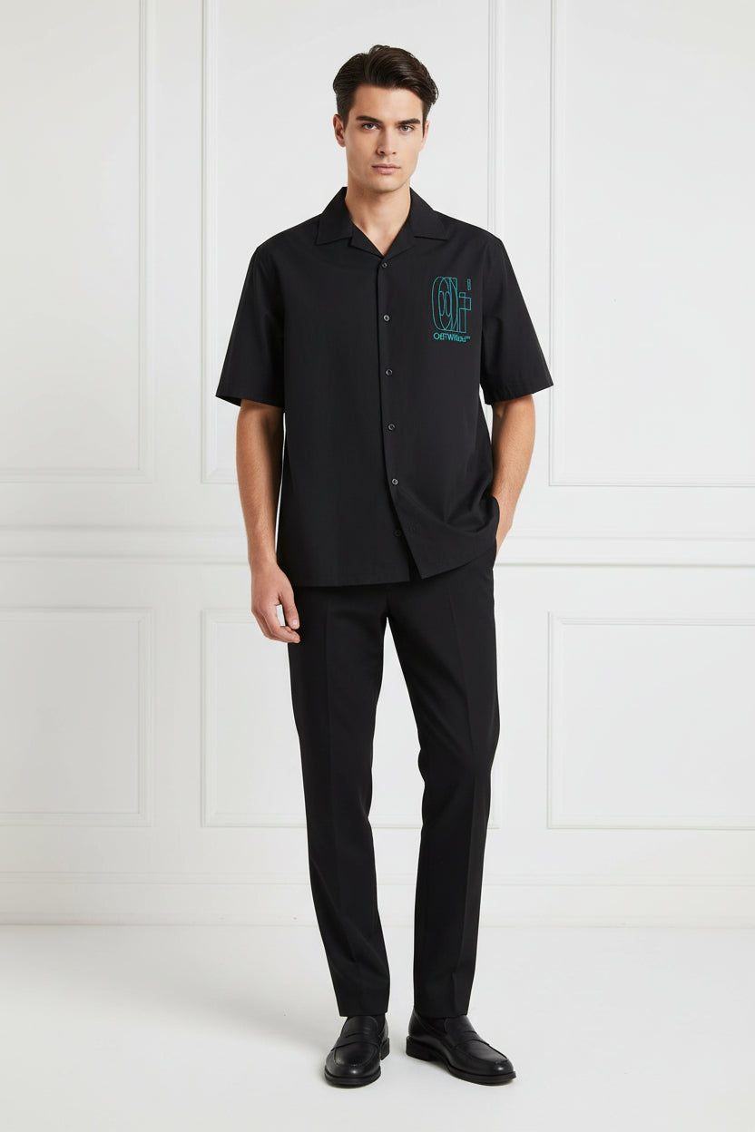 Black Cotton Shortsleeve Shirt