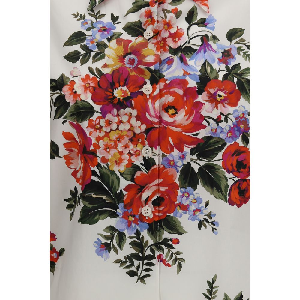 Cotton Shirt With Bouquet Print