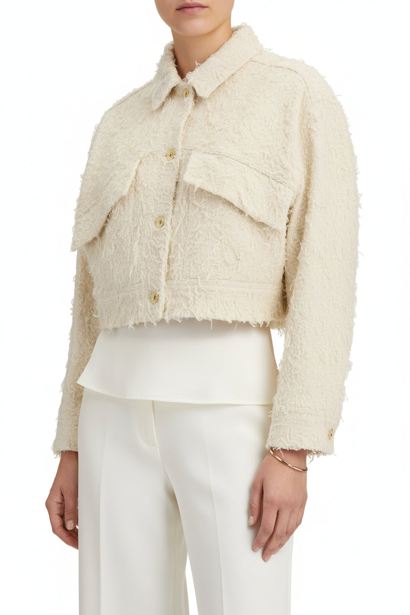 Beige Cotton Denim Jacket