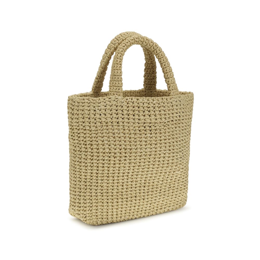 Beige Viscose Tote Bag