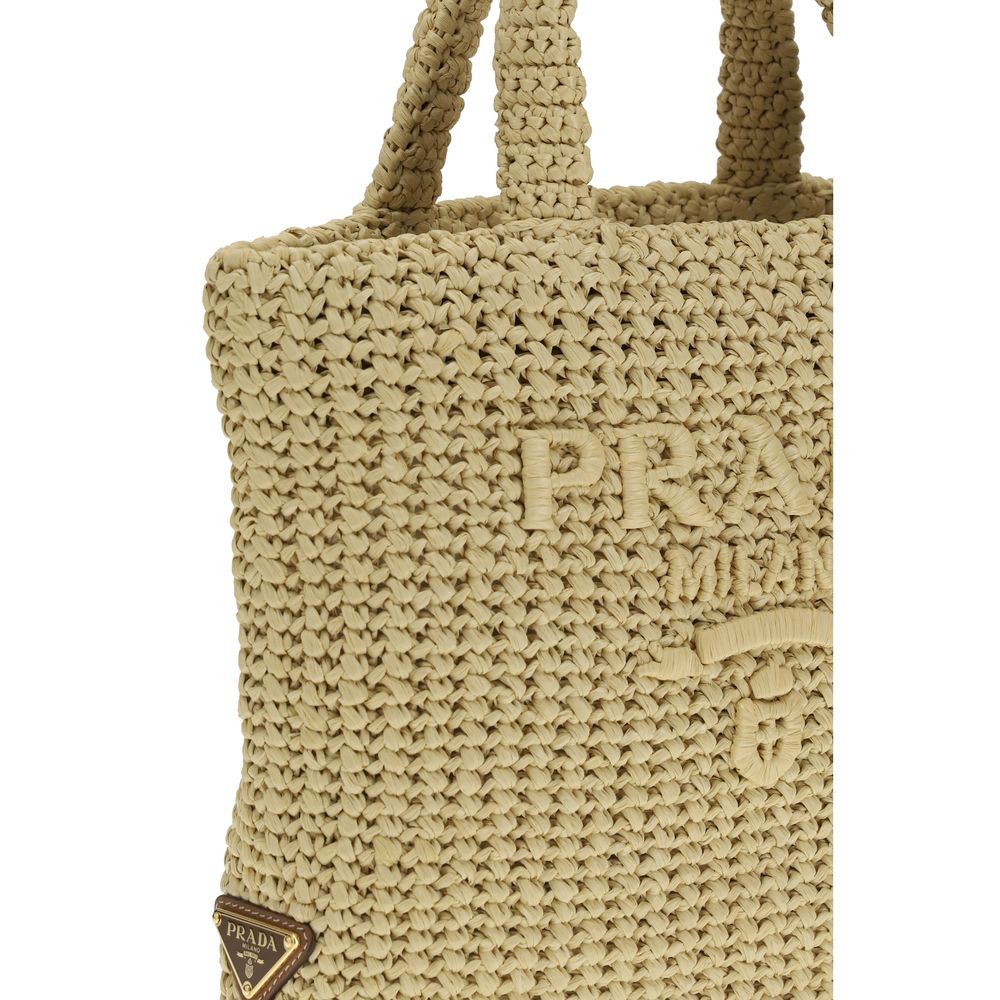 Beige Viscose Tote Bag