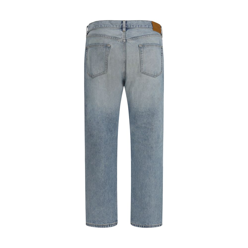 Cotton Denim Jeans With Stonewashed Finish