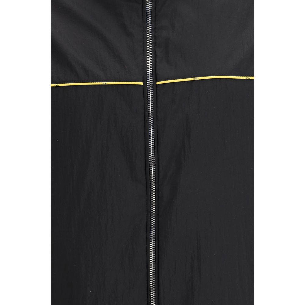 Black FF Jacquard Zipped Reversible Windbreaker