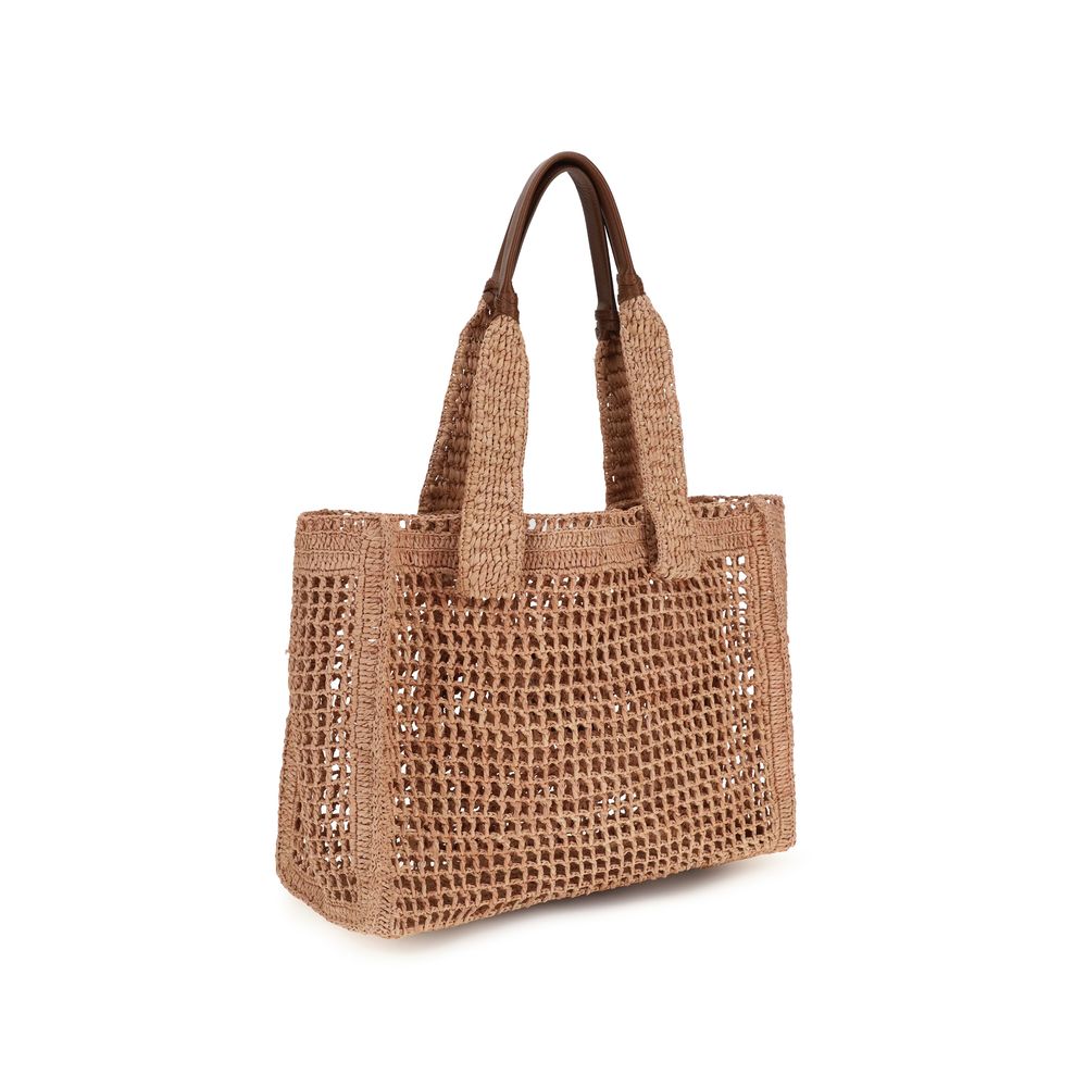 East-West Summer Banana Raffia Tote Bag