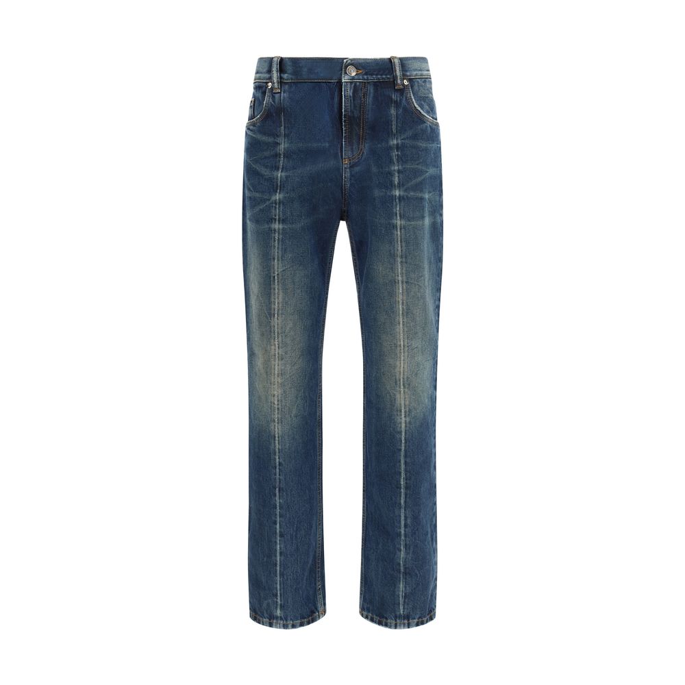 Distressed Straight-Leg Jeans