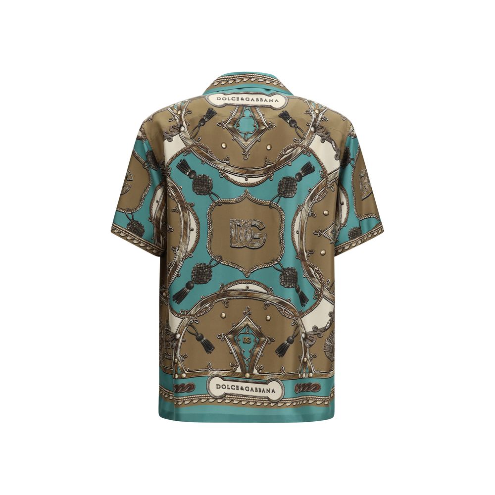 Hawaii Shirt In Washed Silk Twill With Cargo Print