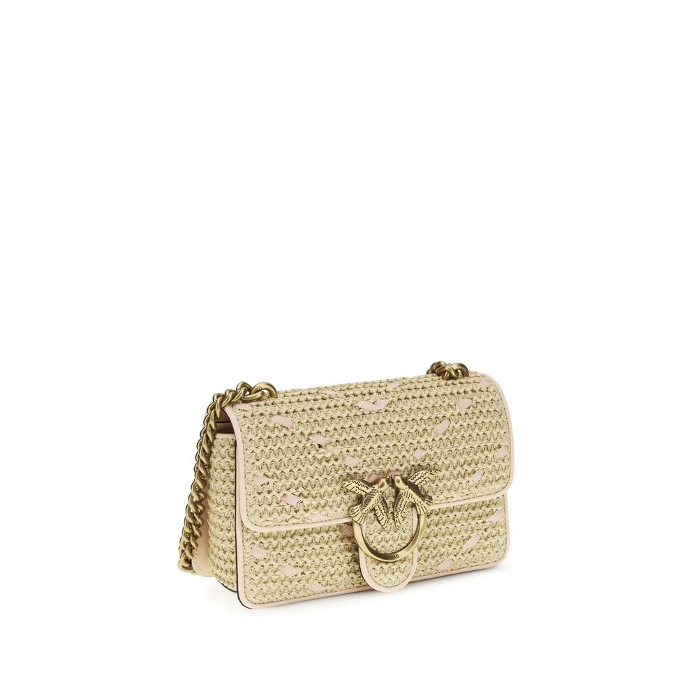 Mini Love Handbag In Chevron Raffia And Leather