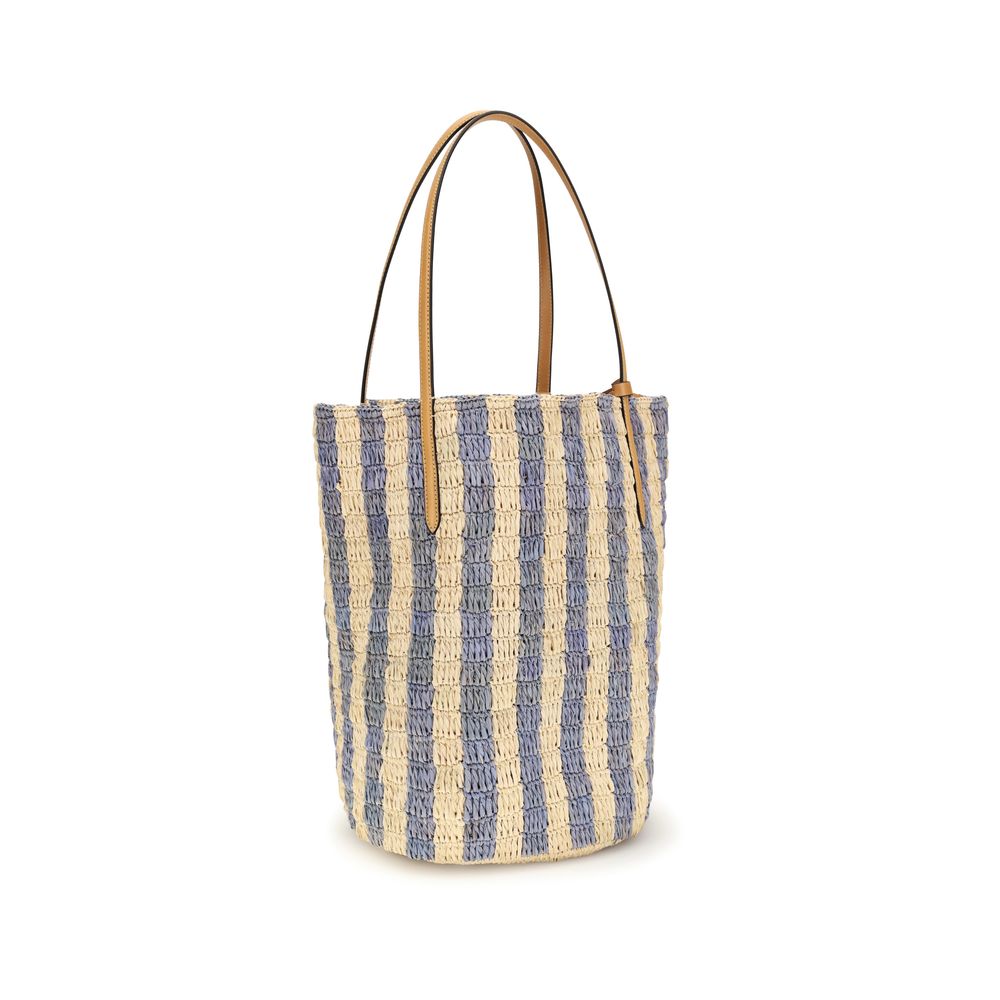 Striped Raffia Bucket Bag