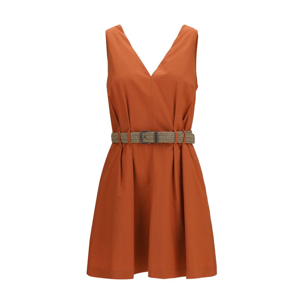 Pleated Dress With Rope Belt