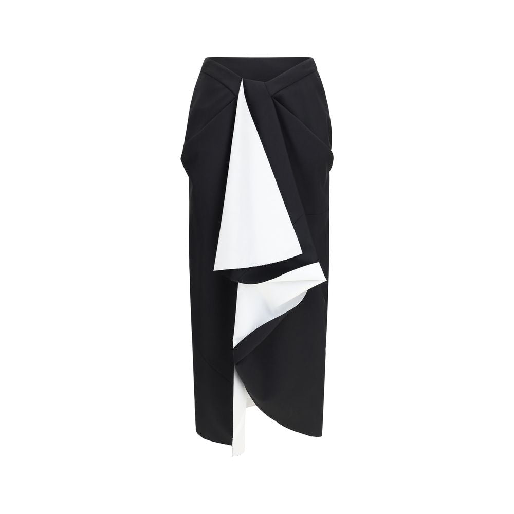 Draped Midi Skirt In Double-Faced Wool And Mohair