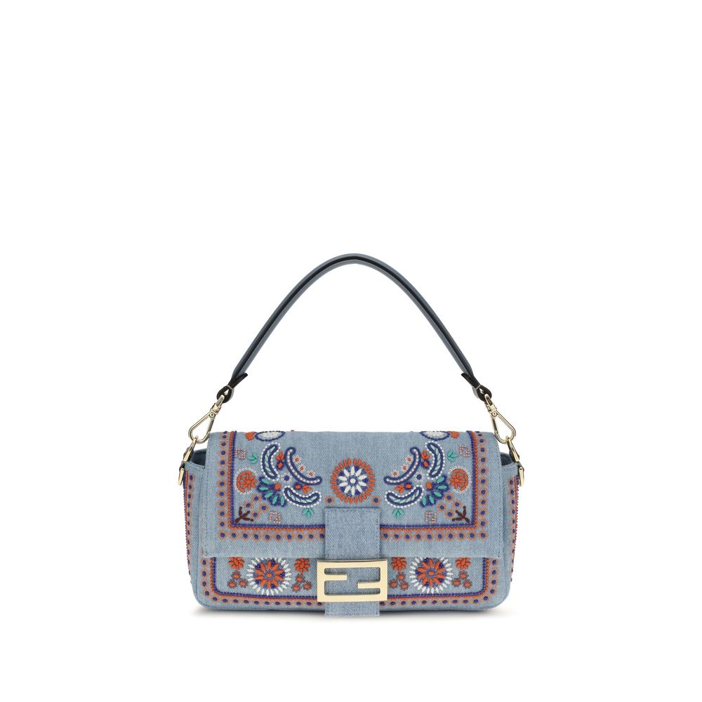 Emroidered Denim Shoulder Bag