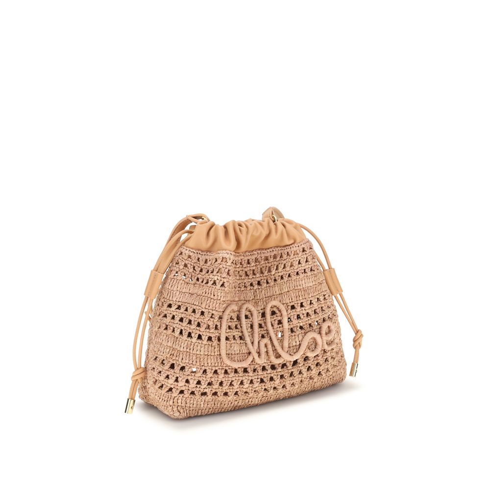 Raffia Drawstring Shoulder Bag