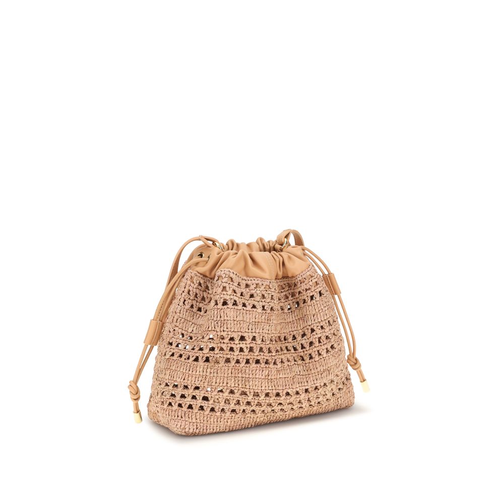 Raffia Drawstring Shoulder Bag