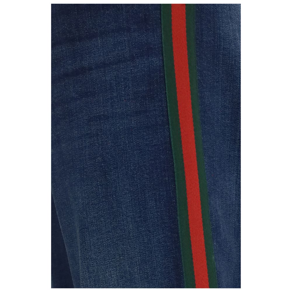 Cotton Jeans With Web Stripe