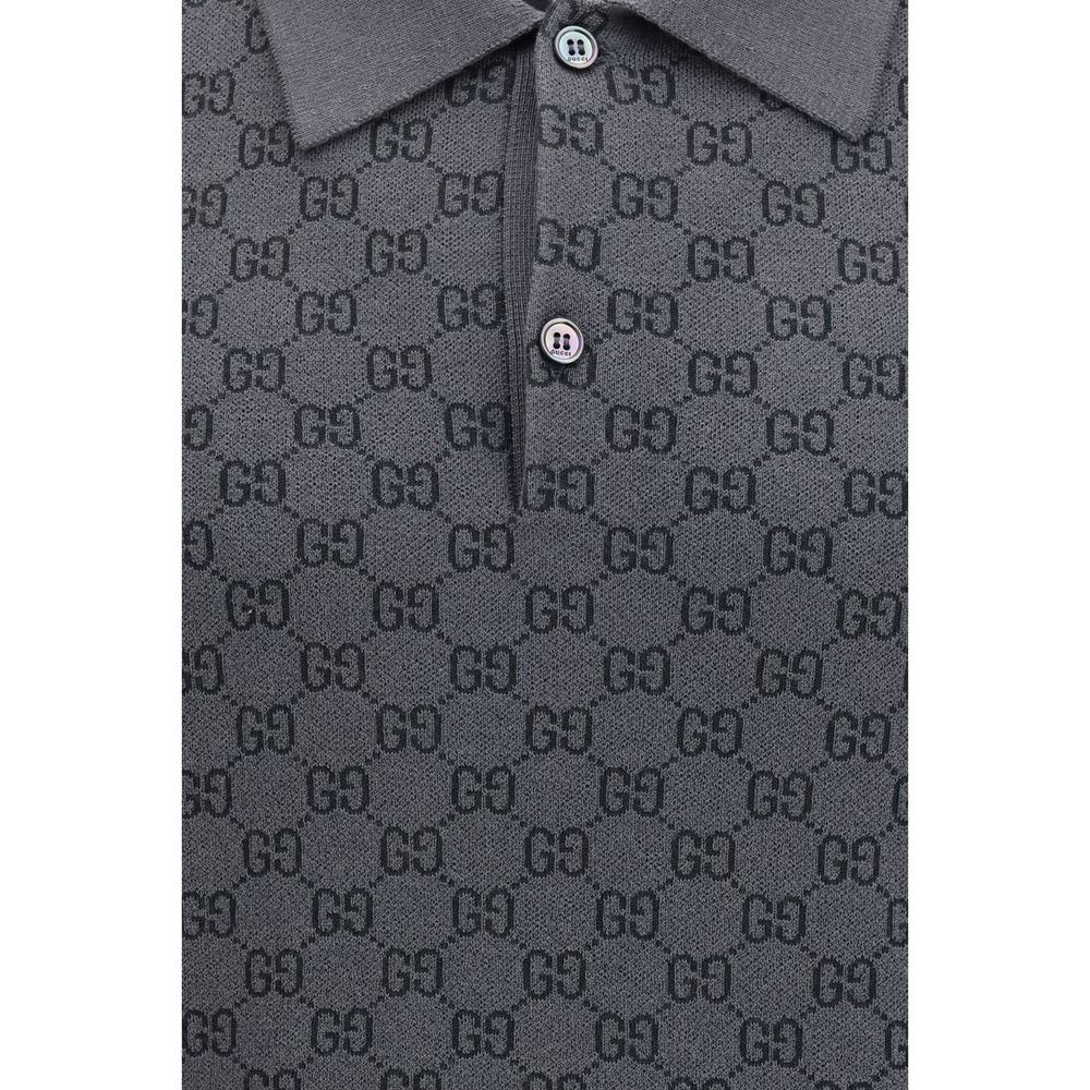 GG Jacquard Wool And Silk Polo Shirt