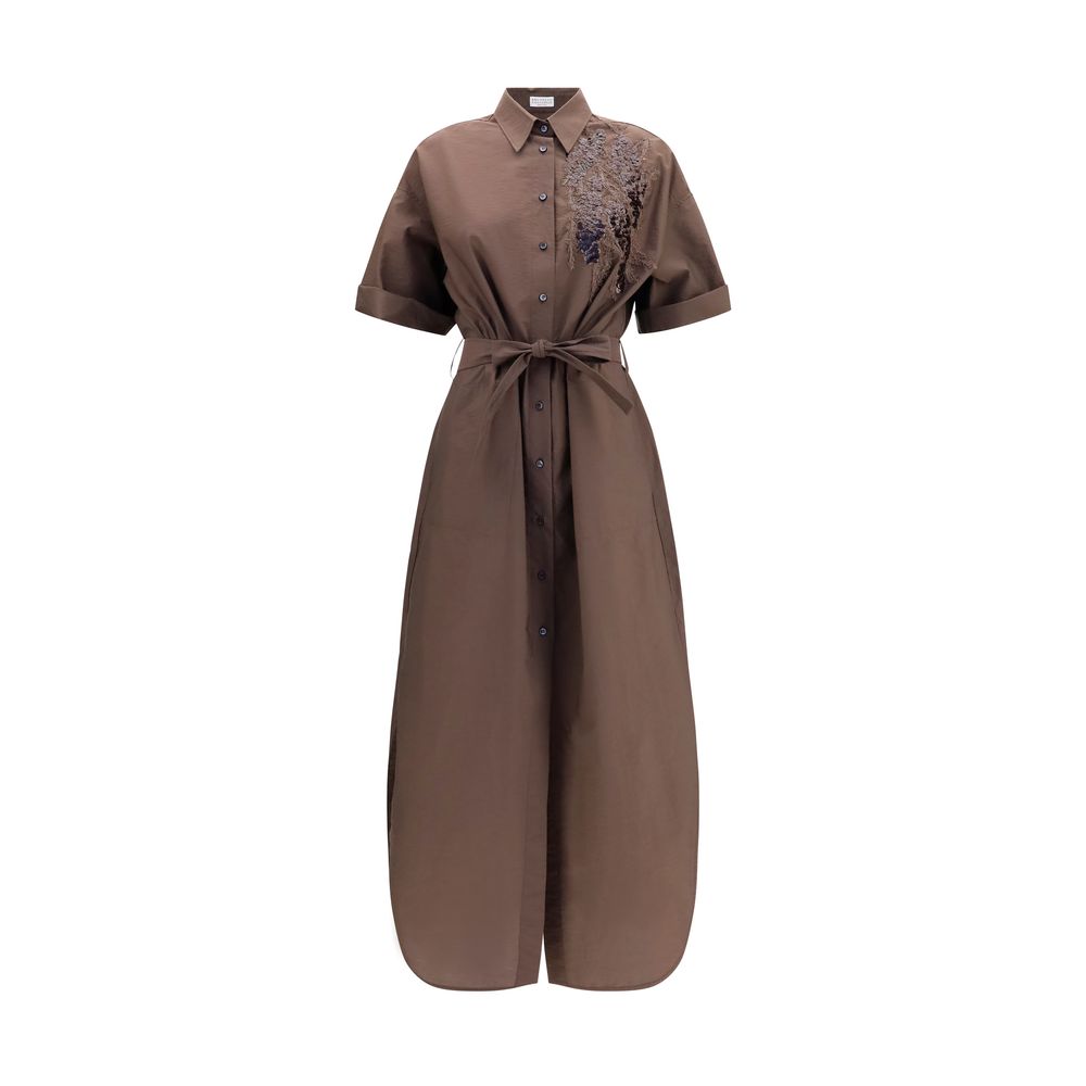 Sequined Shirt Dress With Belt