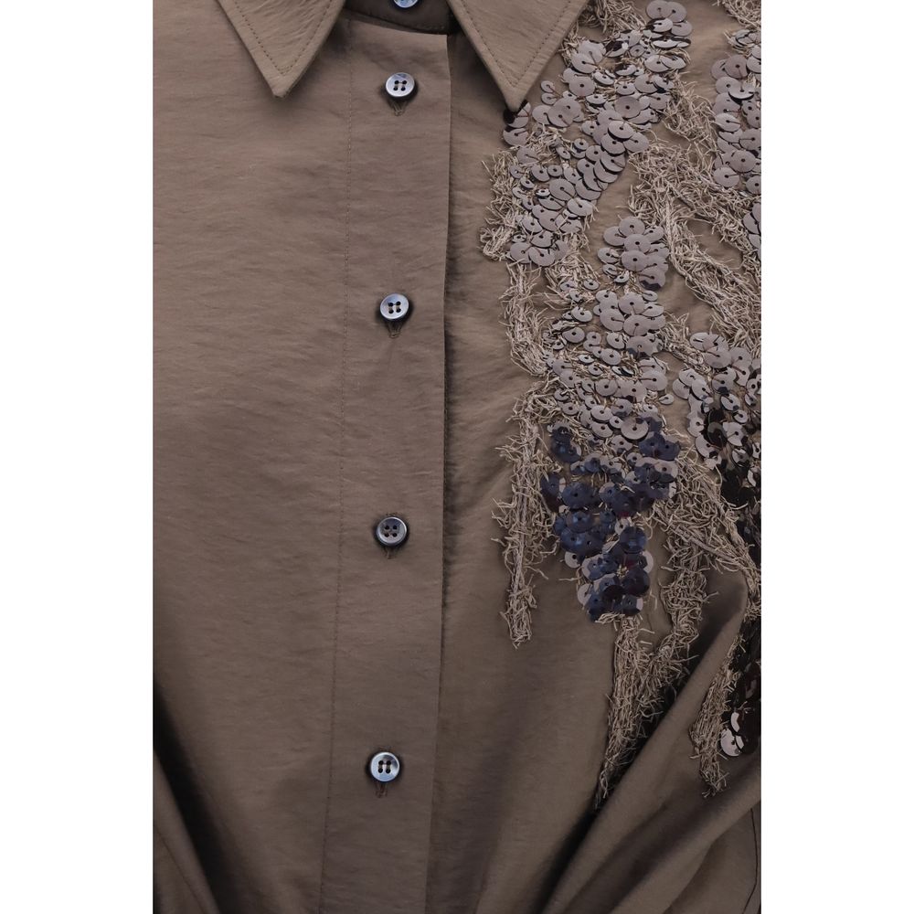 Sequined Shirt Dress With Belt