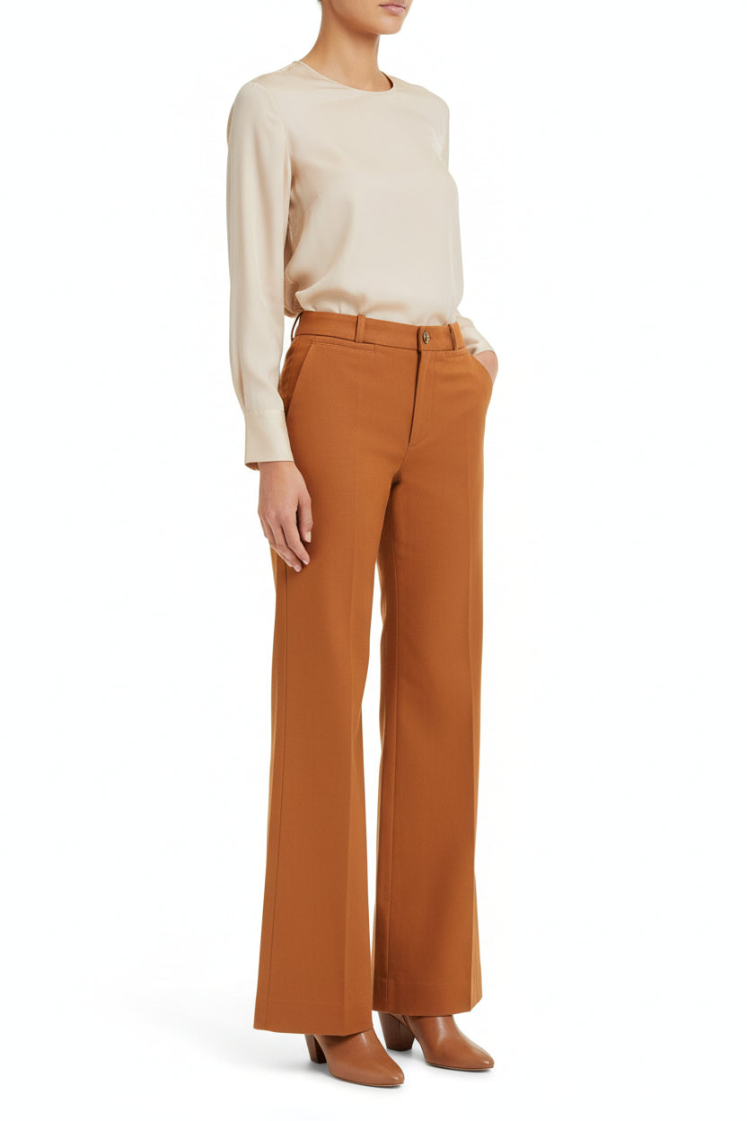 Brown Cotton Flared Pants