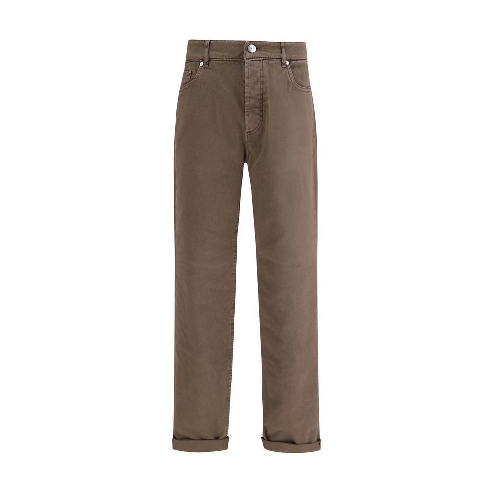 Brown Jeans With Turn-Up Hem