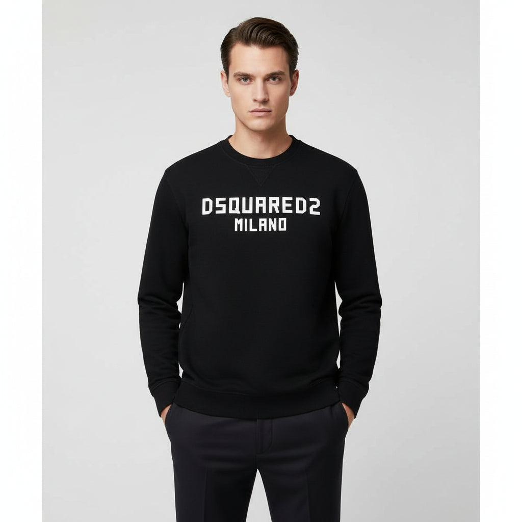 Black Cotton Sweatshirt