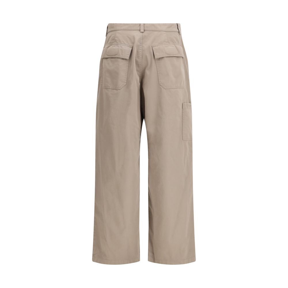 Beige Cotton Casual Pants