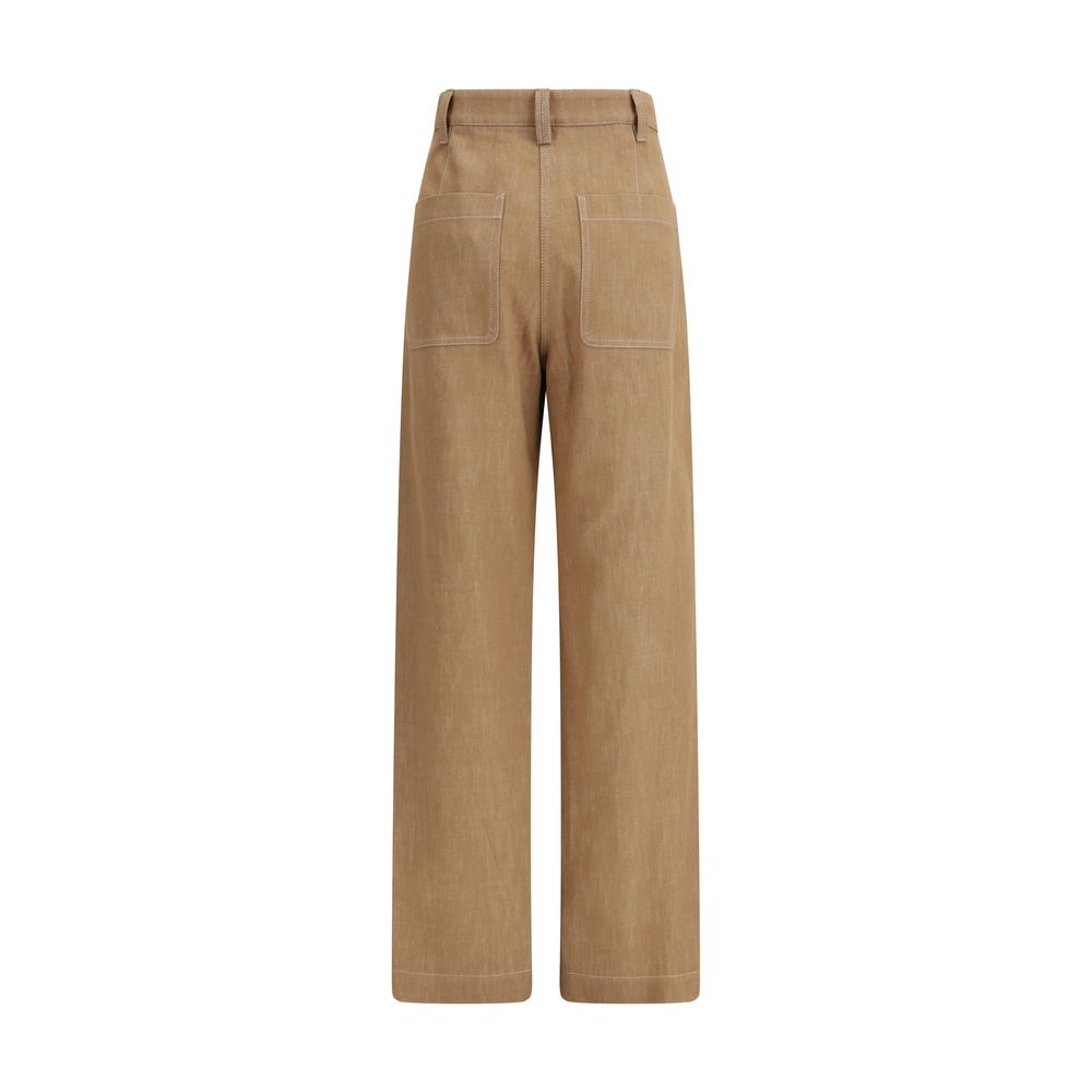 Denim-Effect Twill Wide Pants