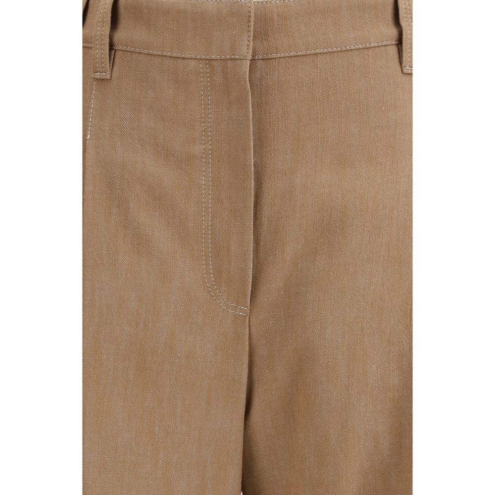 Denim-Effect Twill Wide Pants