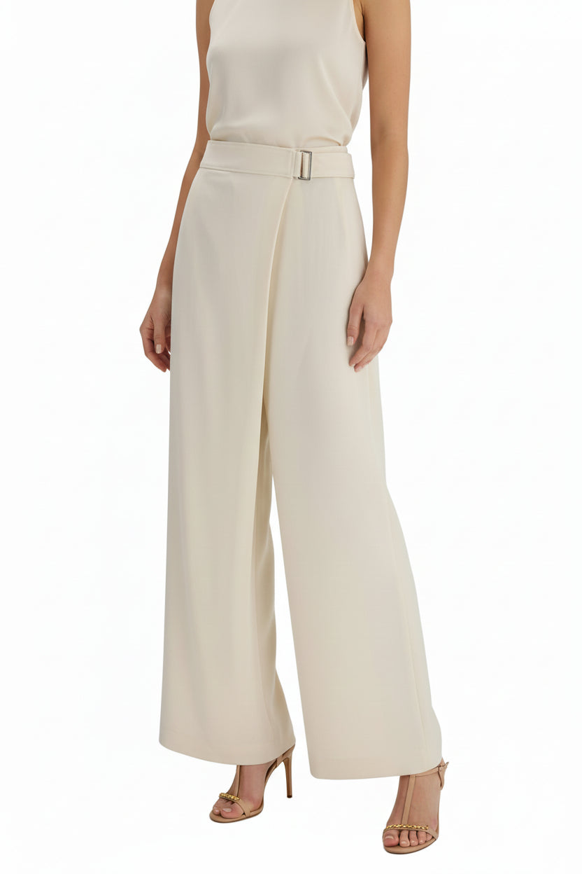 Beige Viscose Casual Pants