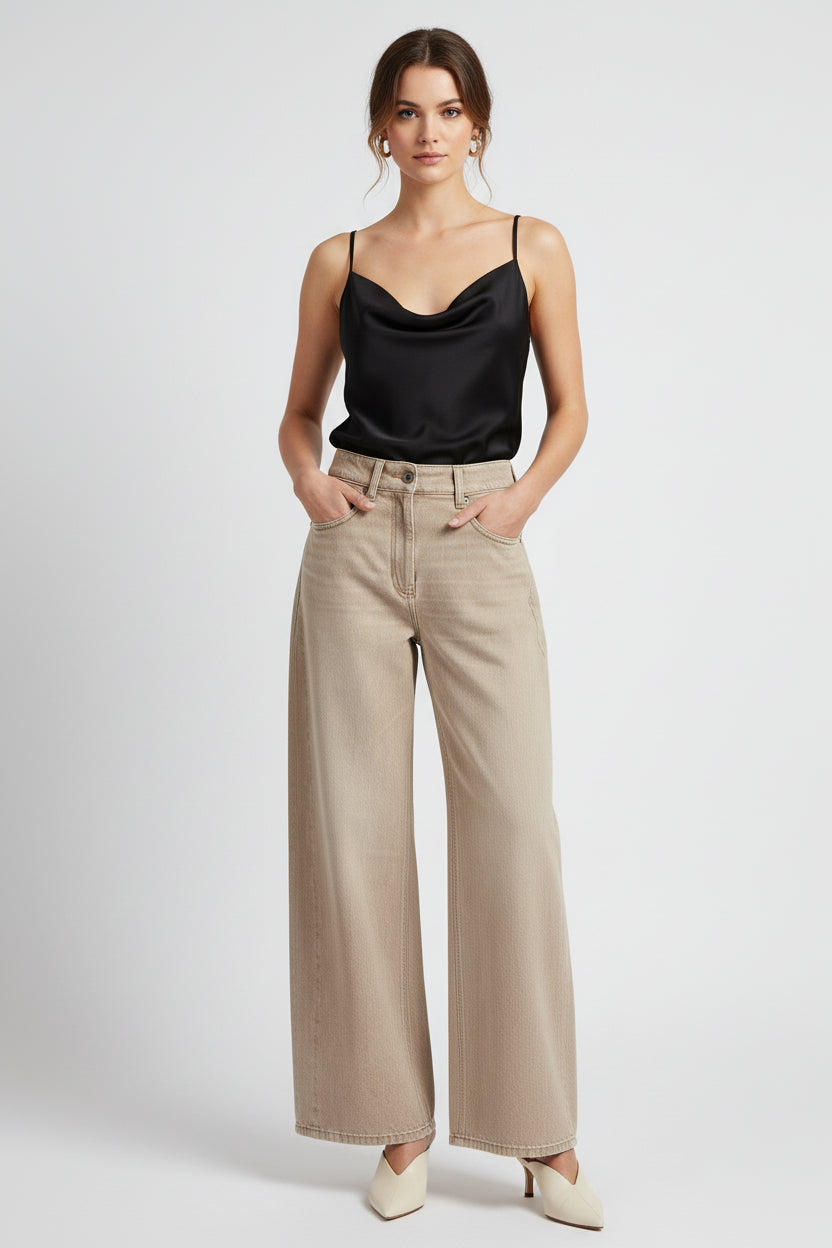 Beige Cotton Jeans Denim