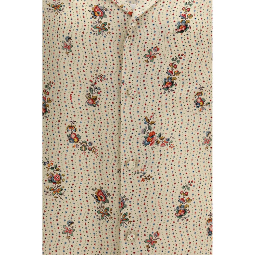 Papier Floral Print Silk Bowling Shirt