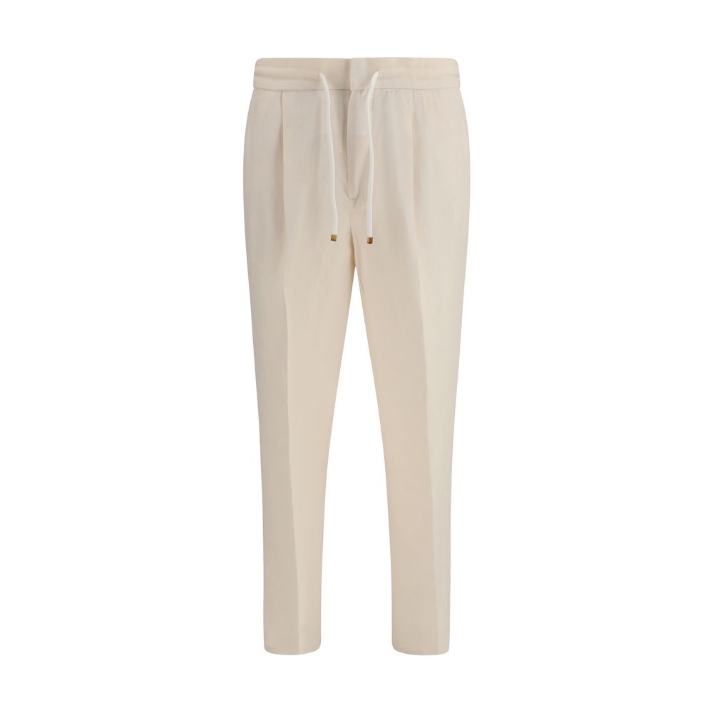 Beige Linen Casual Pants
