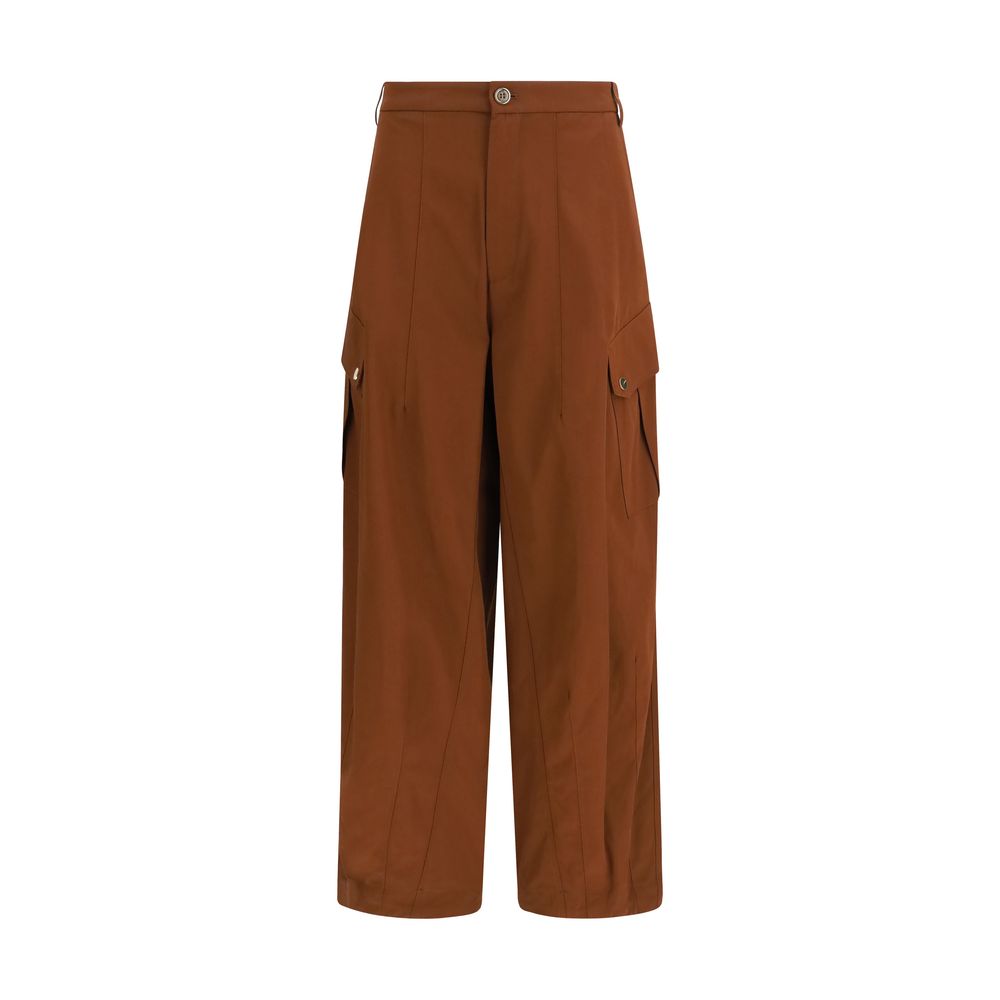 Brown Cotton Casual Pants