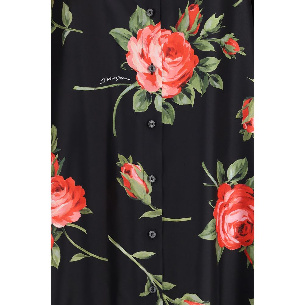 Long Dress With Rose Bouquet Print