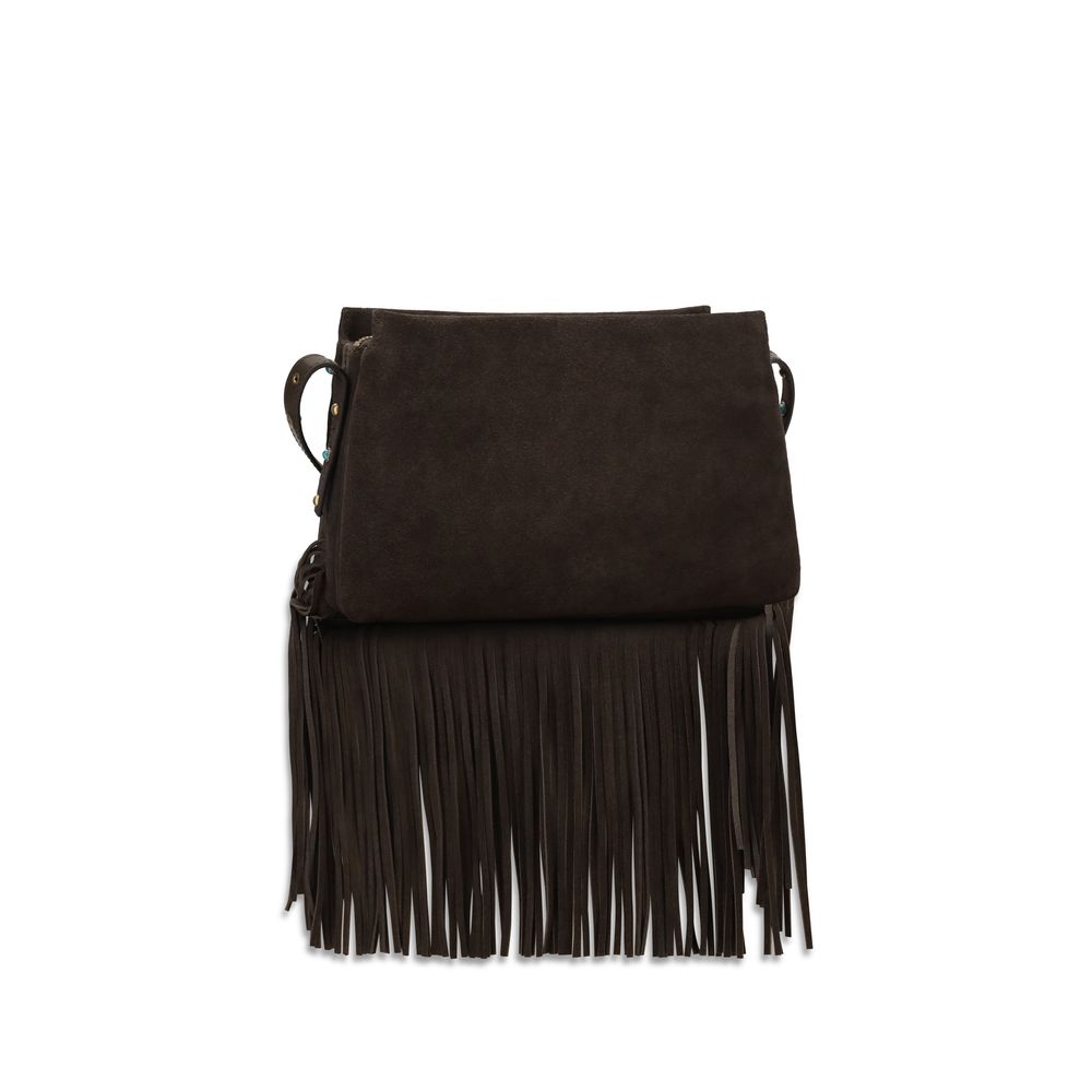 Suede Shoulder Bag With Fringes